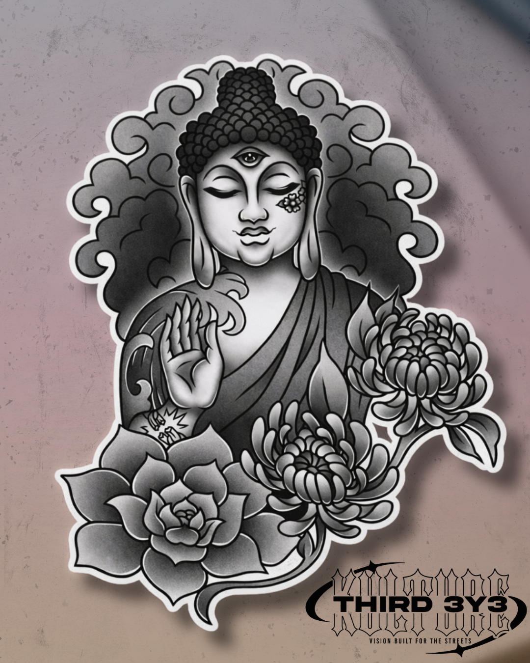 Floral Modern Buddha | Glossy Vinyl Sticker