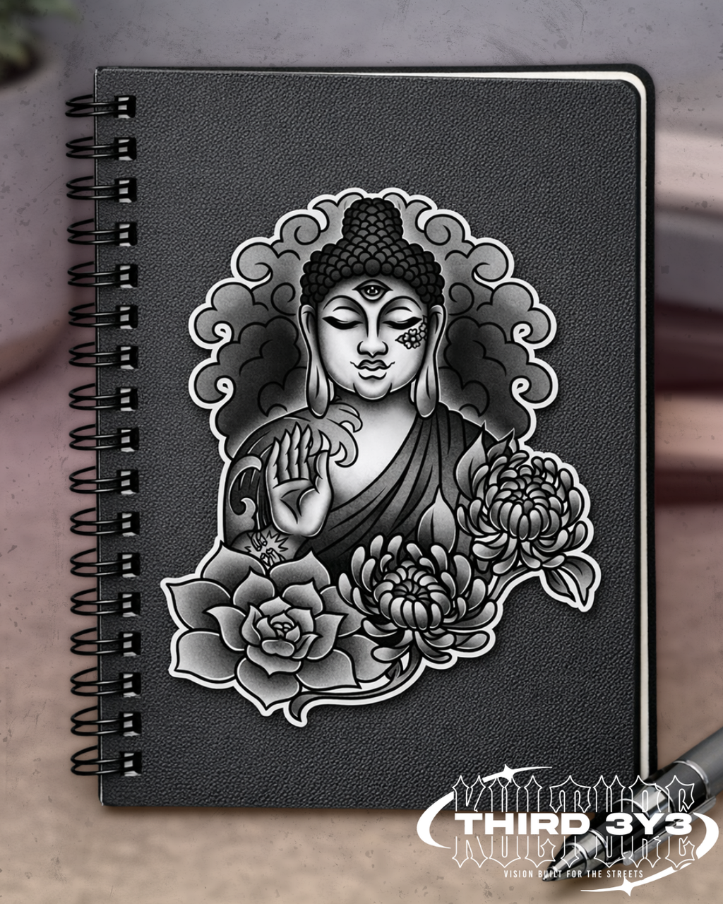 Floral Modern Buddha | Glossy Vinyl Sticker